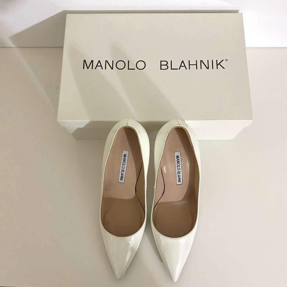 MANOLO BLAHNIK BB 105 White Patent